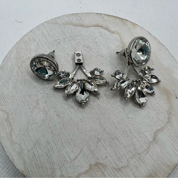 Two-way rhinestone studded sparkle fancy elegant post earrings - Picture 9 of 10